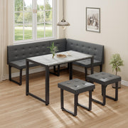 Corner Dining Table Set with Upholstered Banquette 5-Piece