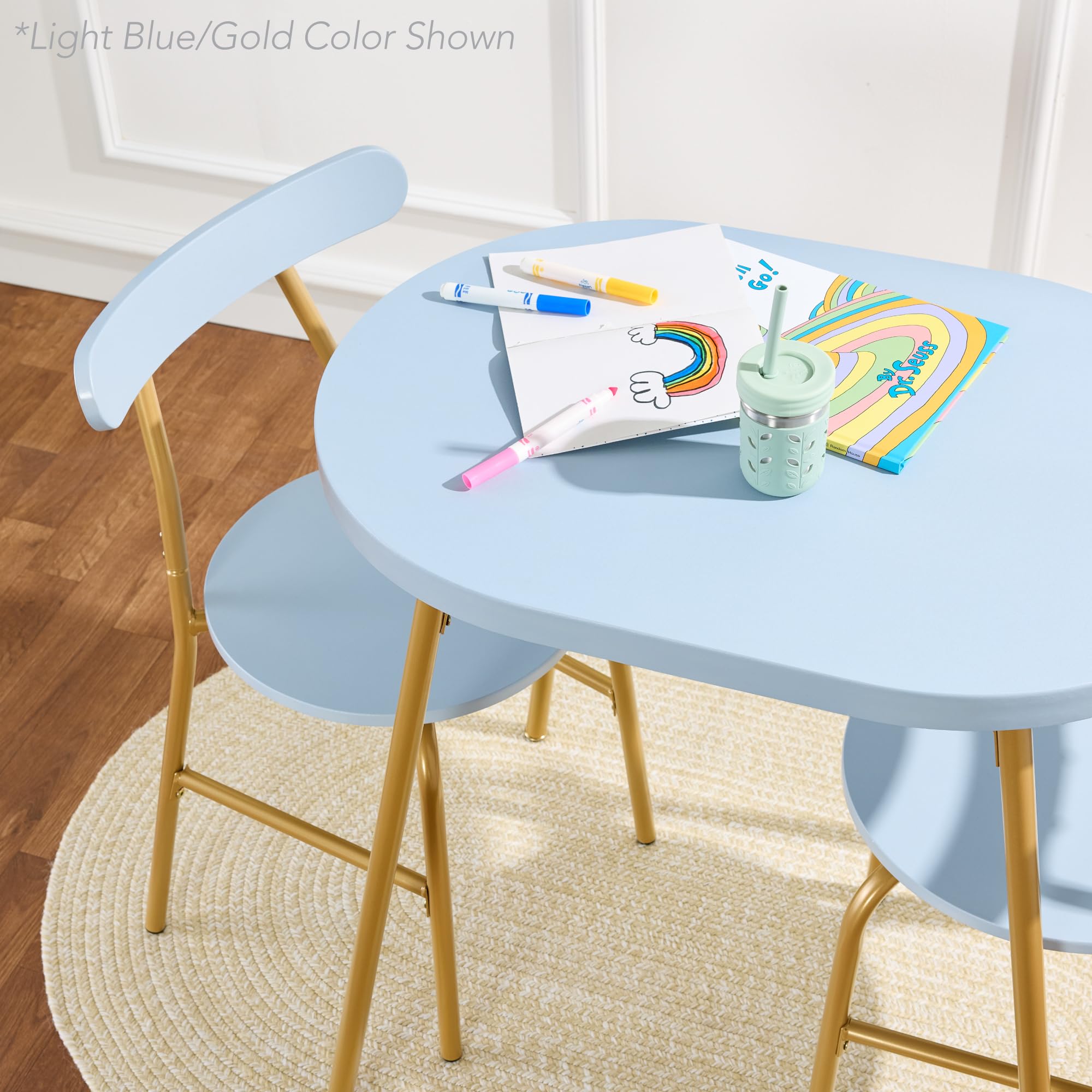 3-Piece Oval Dining Table Set with 2 Chairs