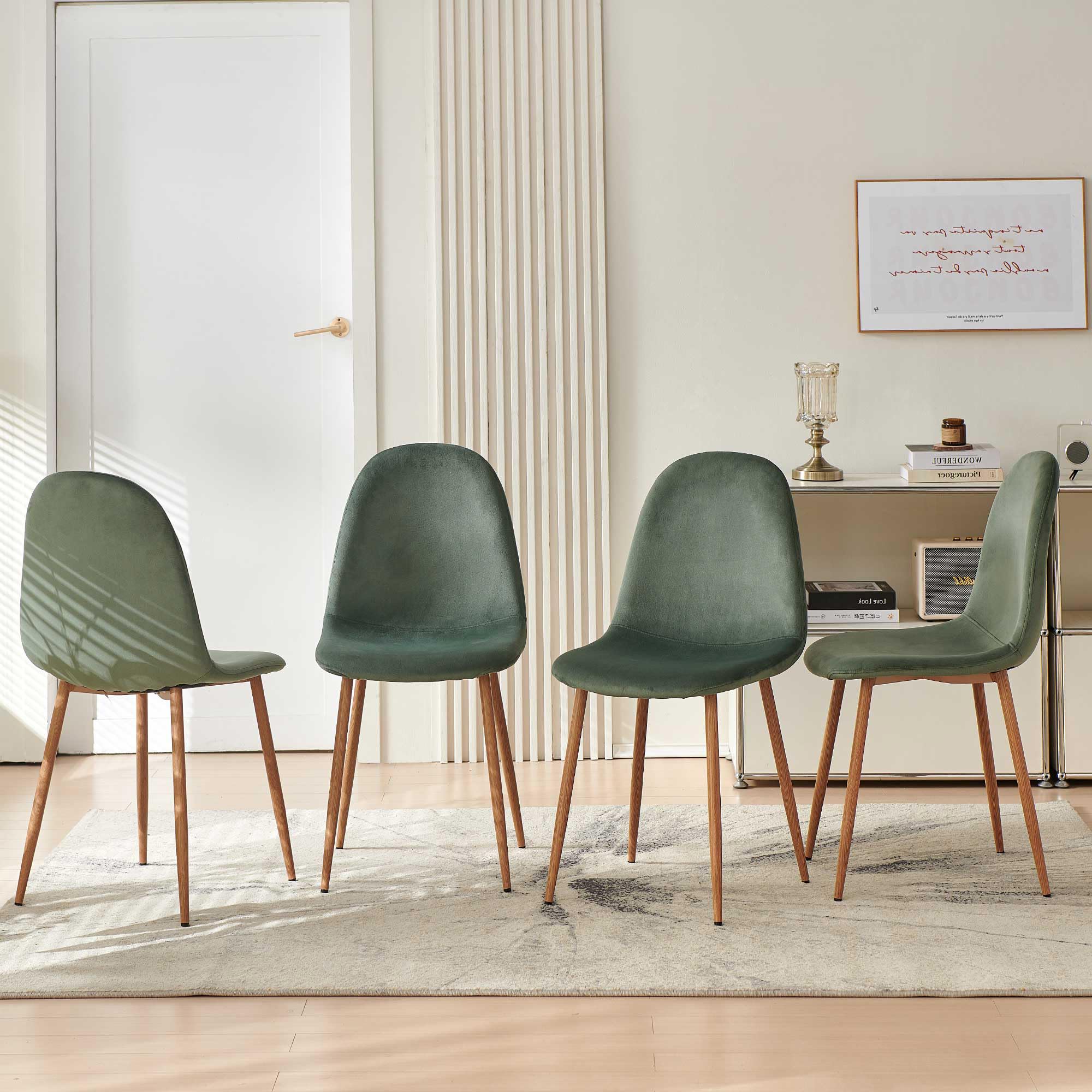 Mid Century Modern Velvet Dining Chairs Set of 4