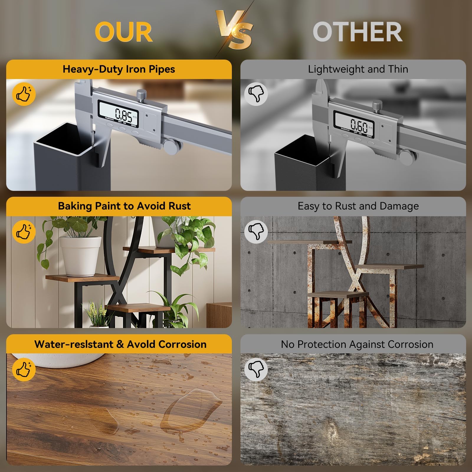 8-Tier 65 Inch Tall Plant Stand with Grow Light