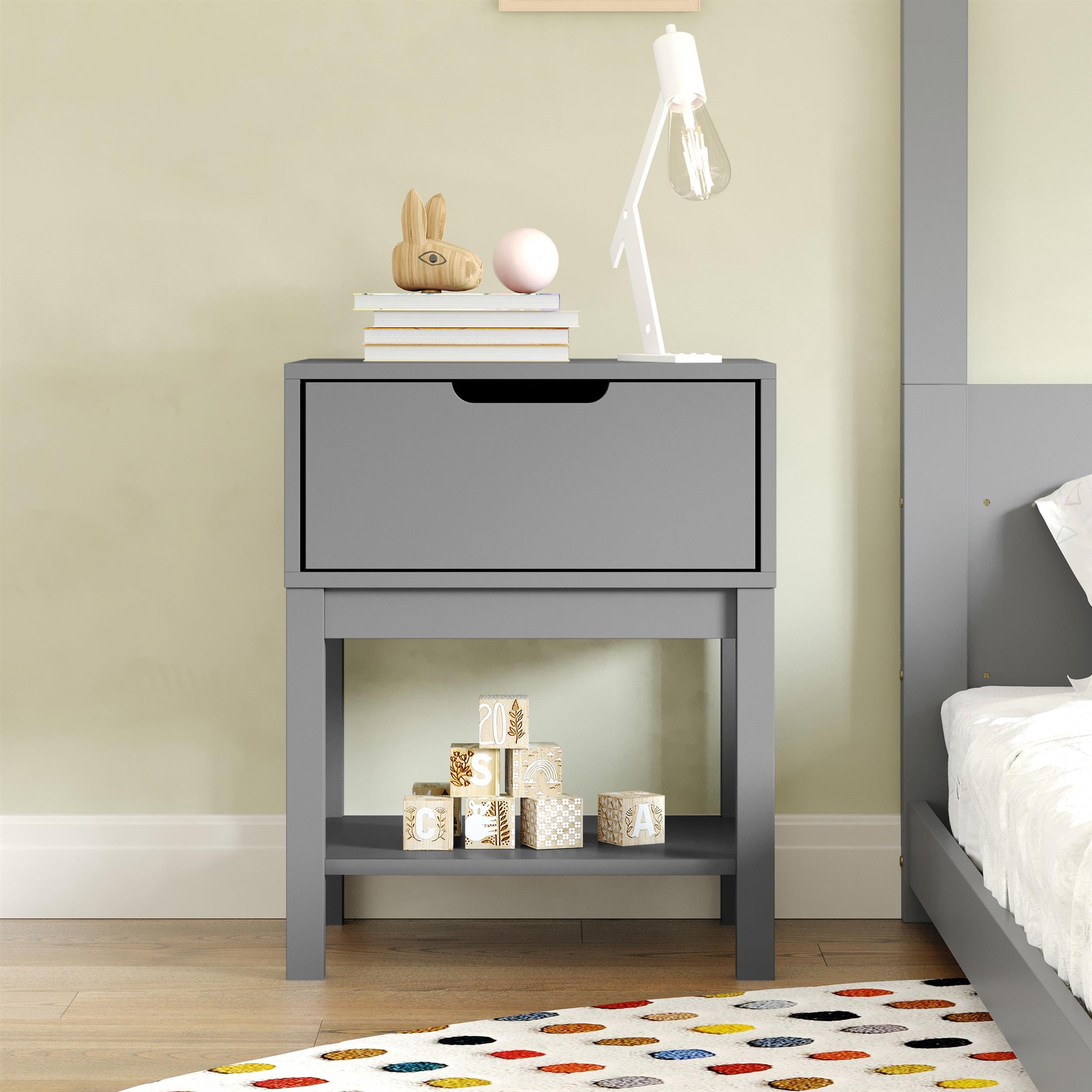 Kids Wood Nightstand with Storage Drawer