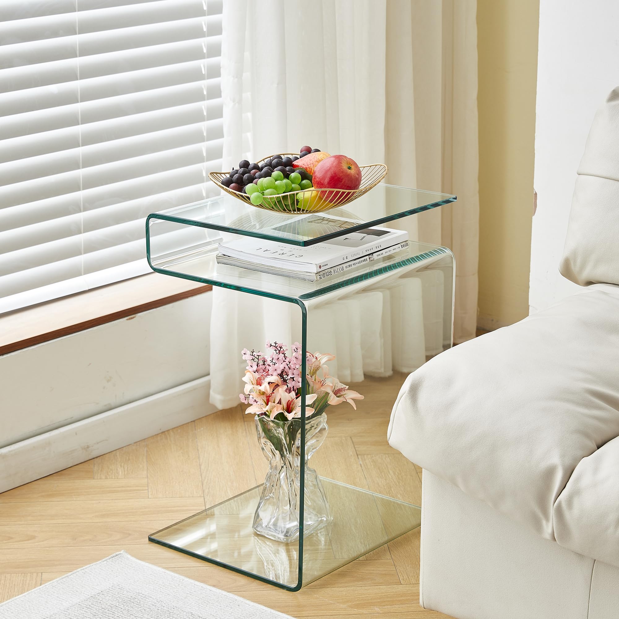 S-Shape Glass Nightstand