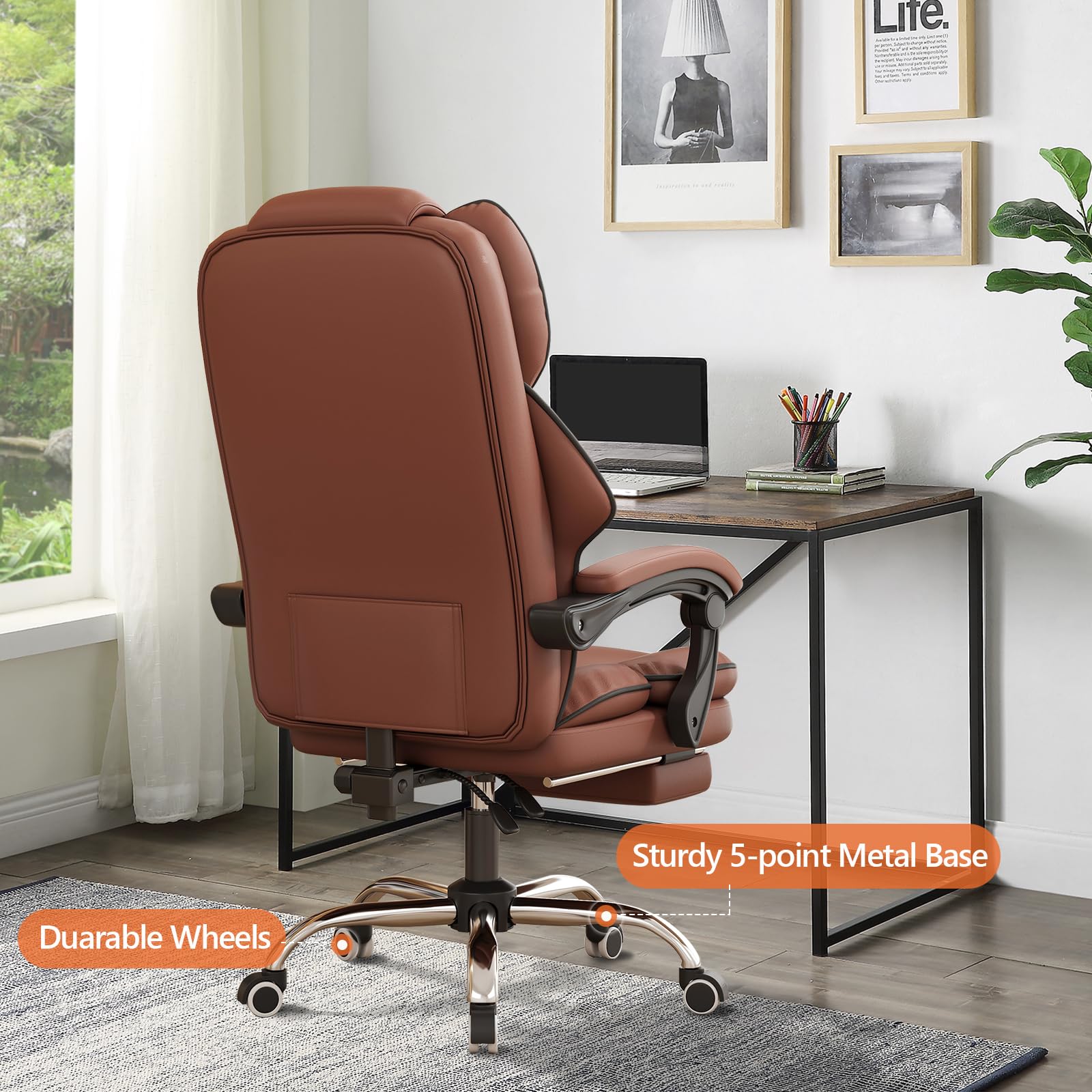 High Back Executive Office Chair with Footrest