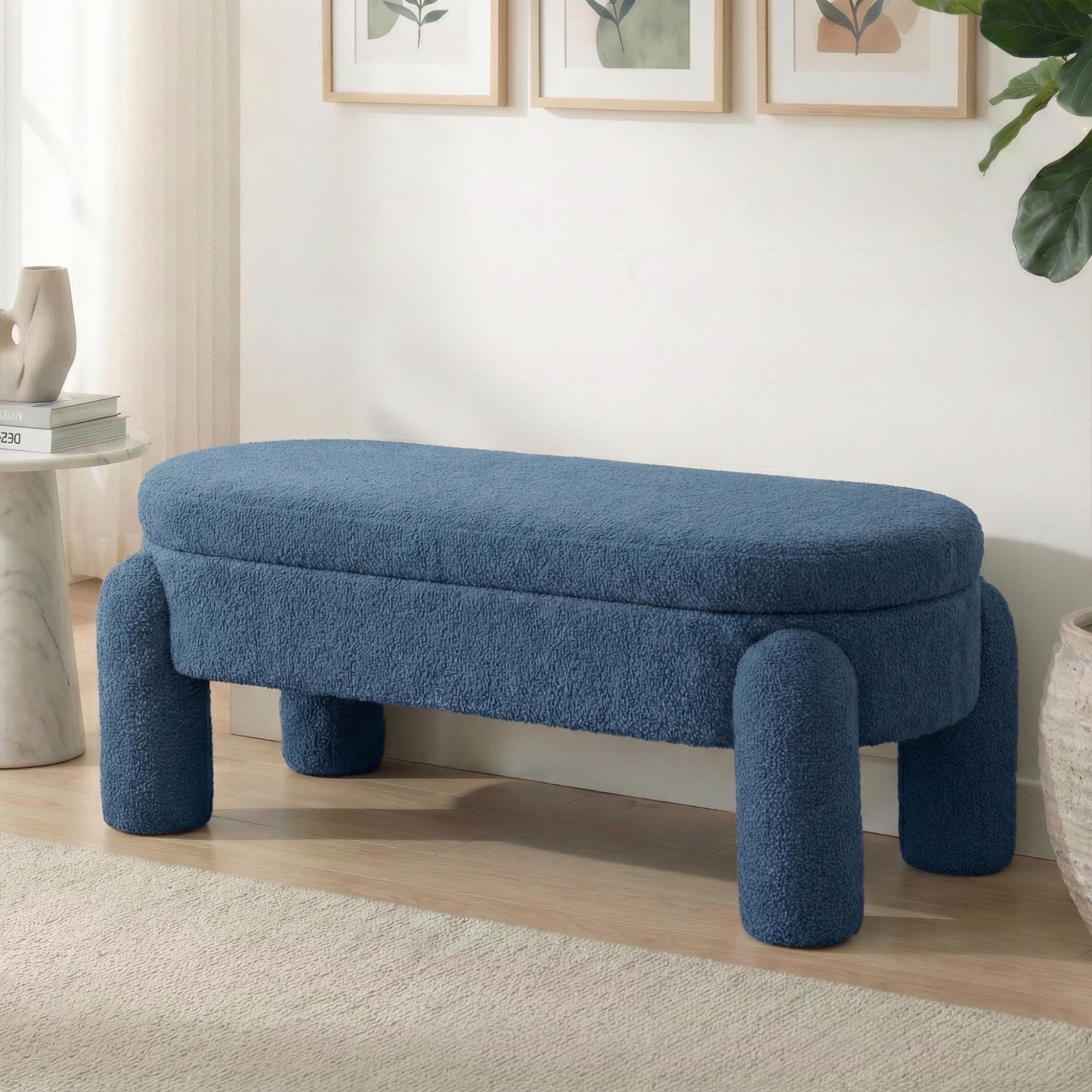 Storage Ottoman Bench with Seating 45.1" Navy