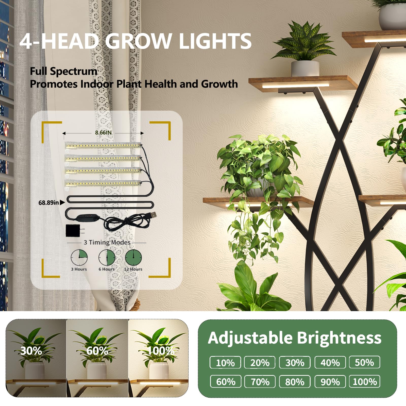 9-Tier Plant Stand with Grow Light