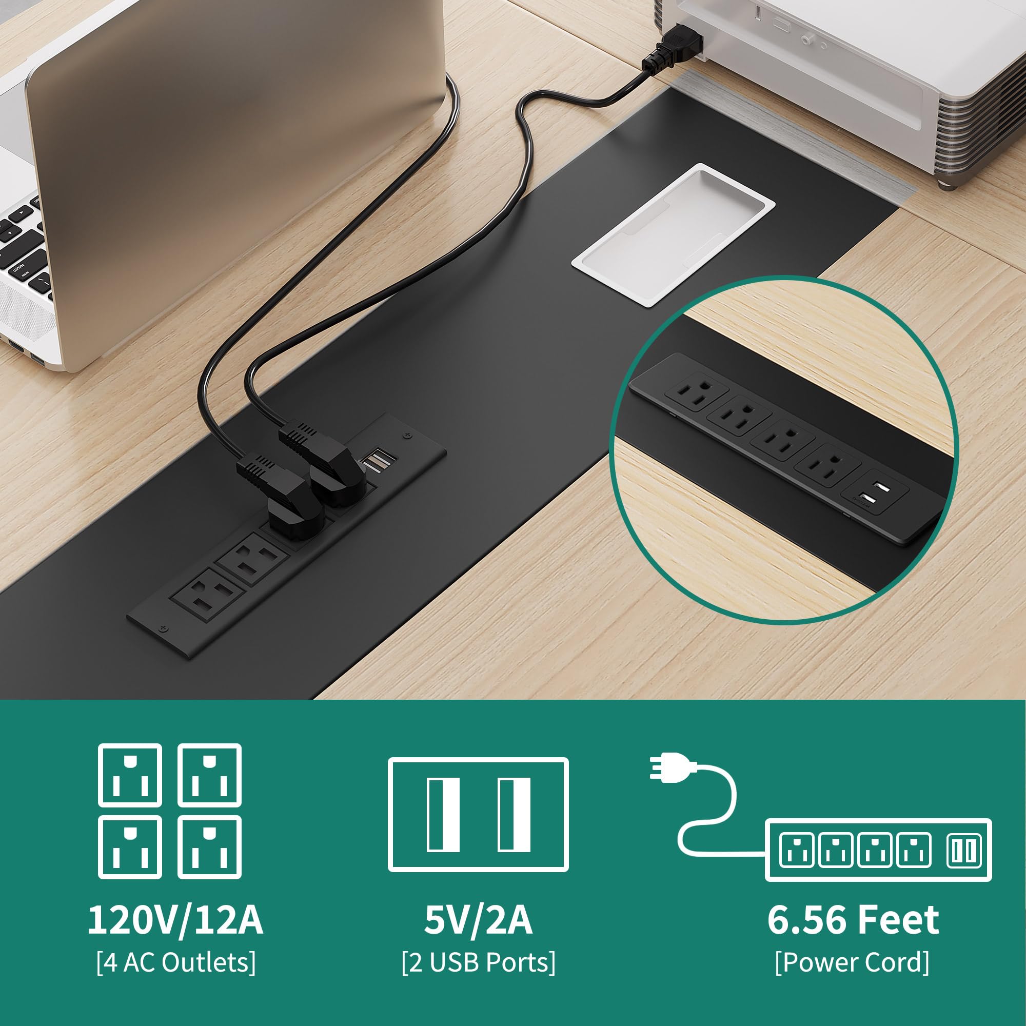 Boat Shaped Conference Table with Power Outlets