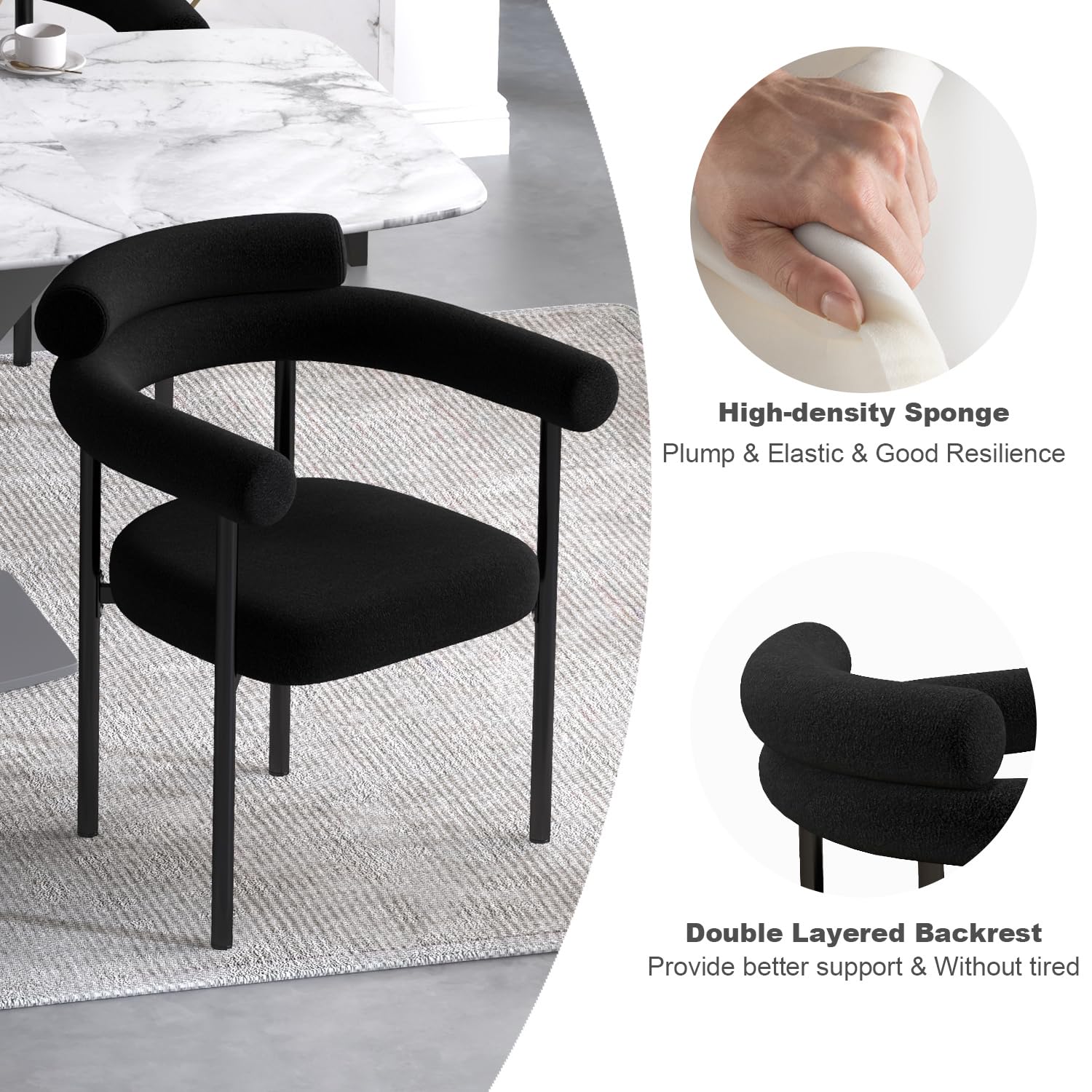 Black Dining Chairs Set of 4 with Arms