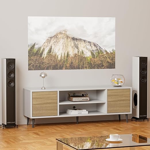 Mid-Century Modern TV Stand with Storage Cabinets