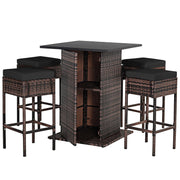5-Piece Outdoor Wicker Bar Set with Storage