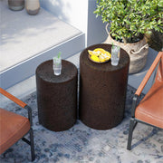 Concrete Side Table Set of 2 Round Nesting Outdoor End Tables