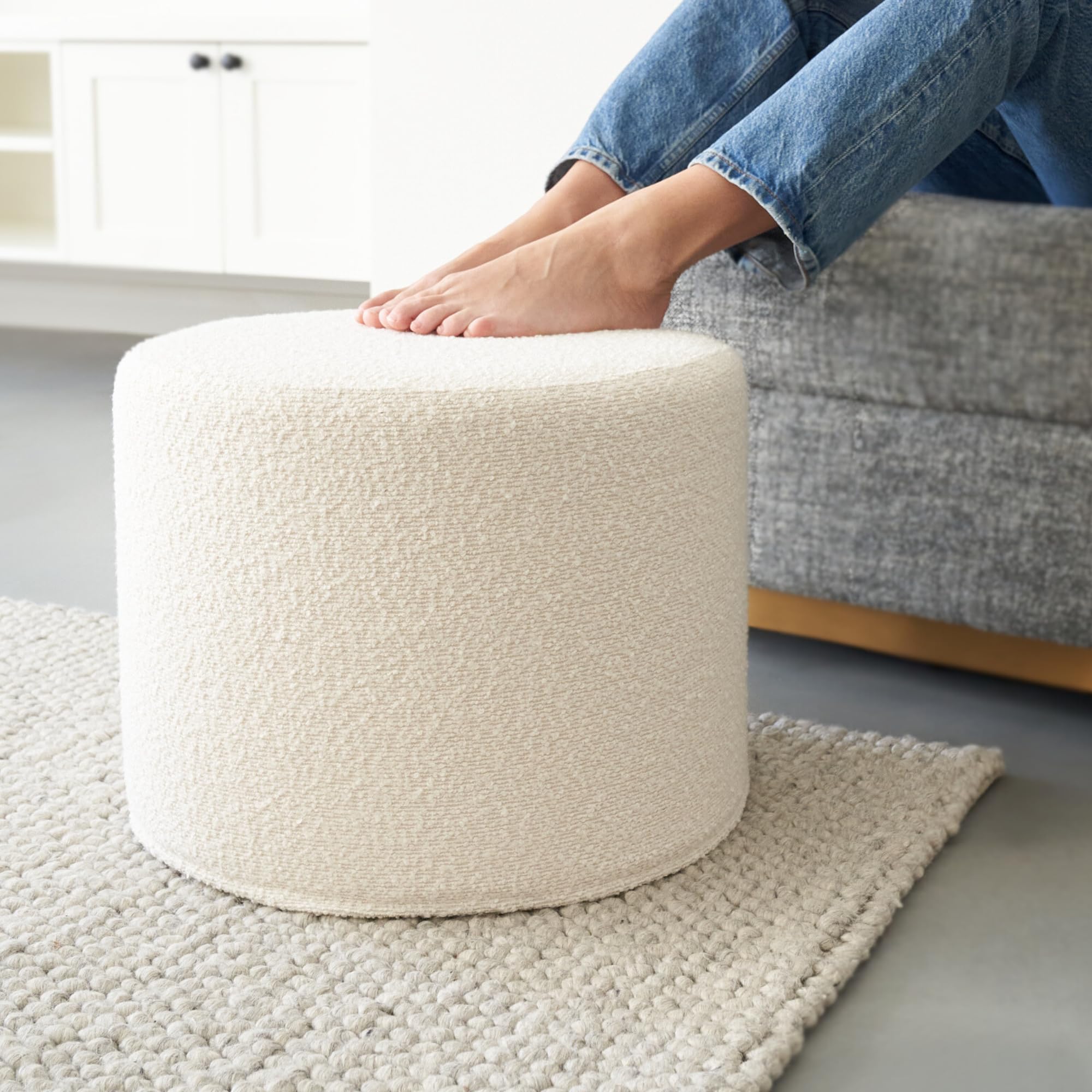 Boucle Pouf Ottoman Footrest