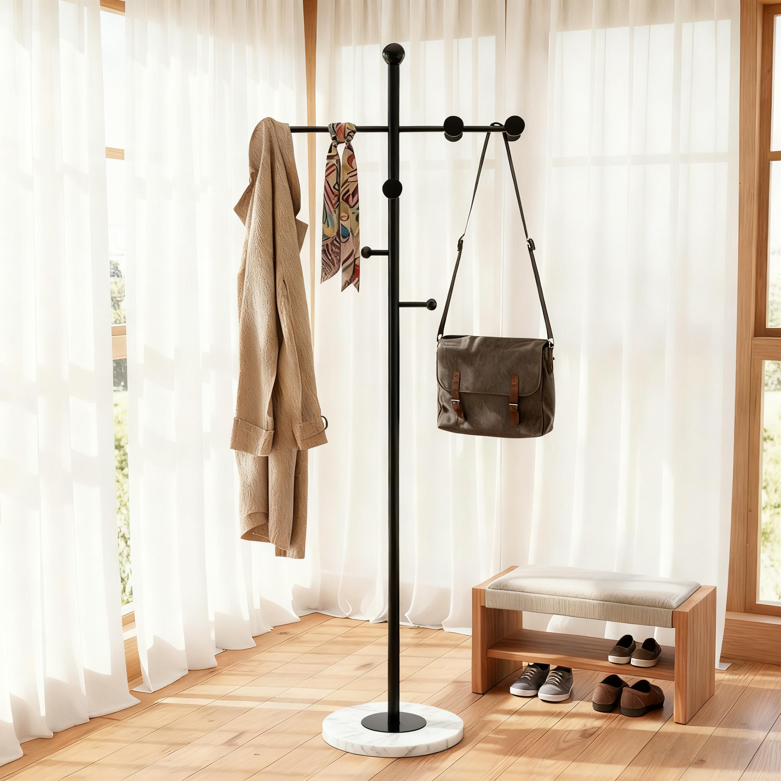 Modern Coat Rack with Marble Base