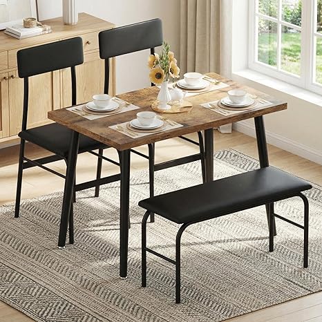 3-Piece Dining Table Set with Upholstered Chairs