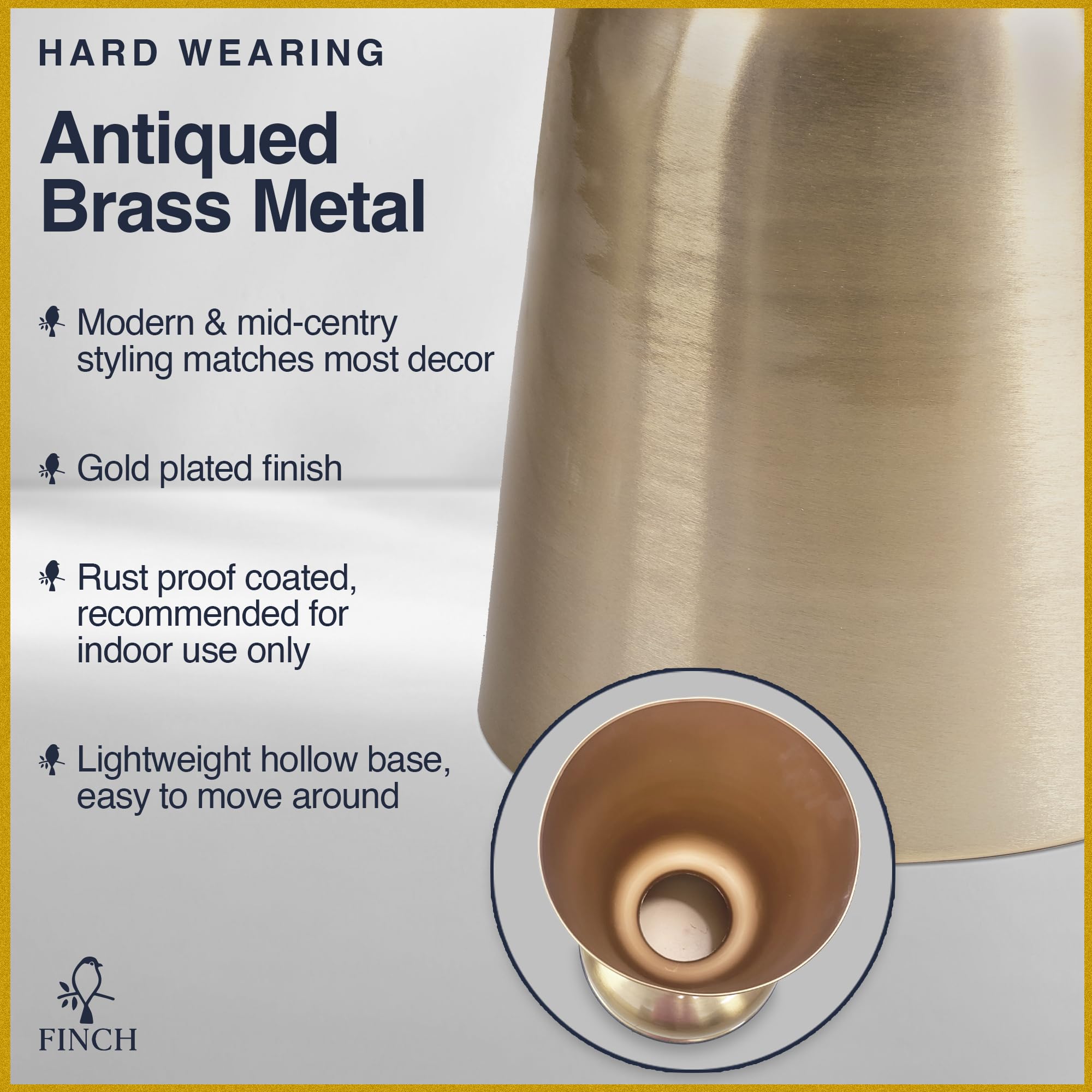 Granite Accent Side Table with Hourglass Metal Base