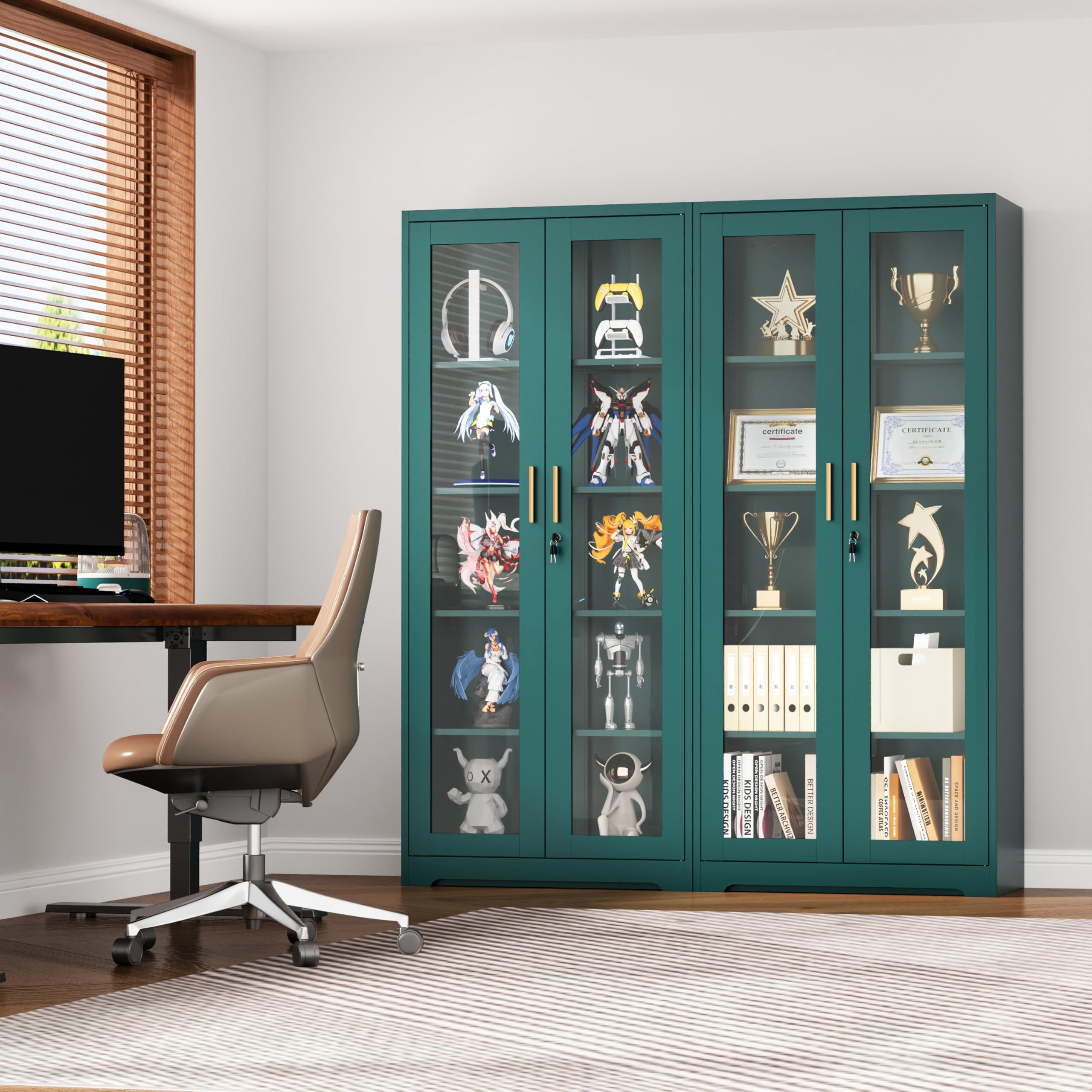 Metal Display Cabinet with Glass Doors