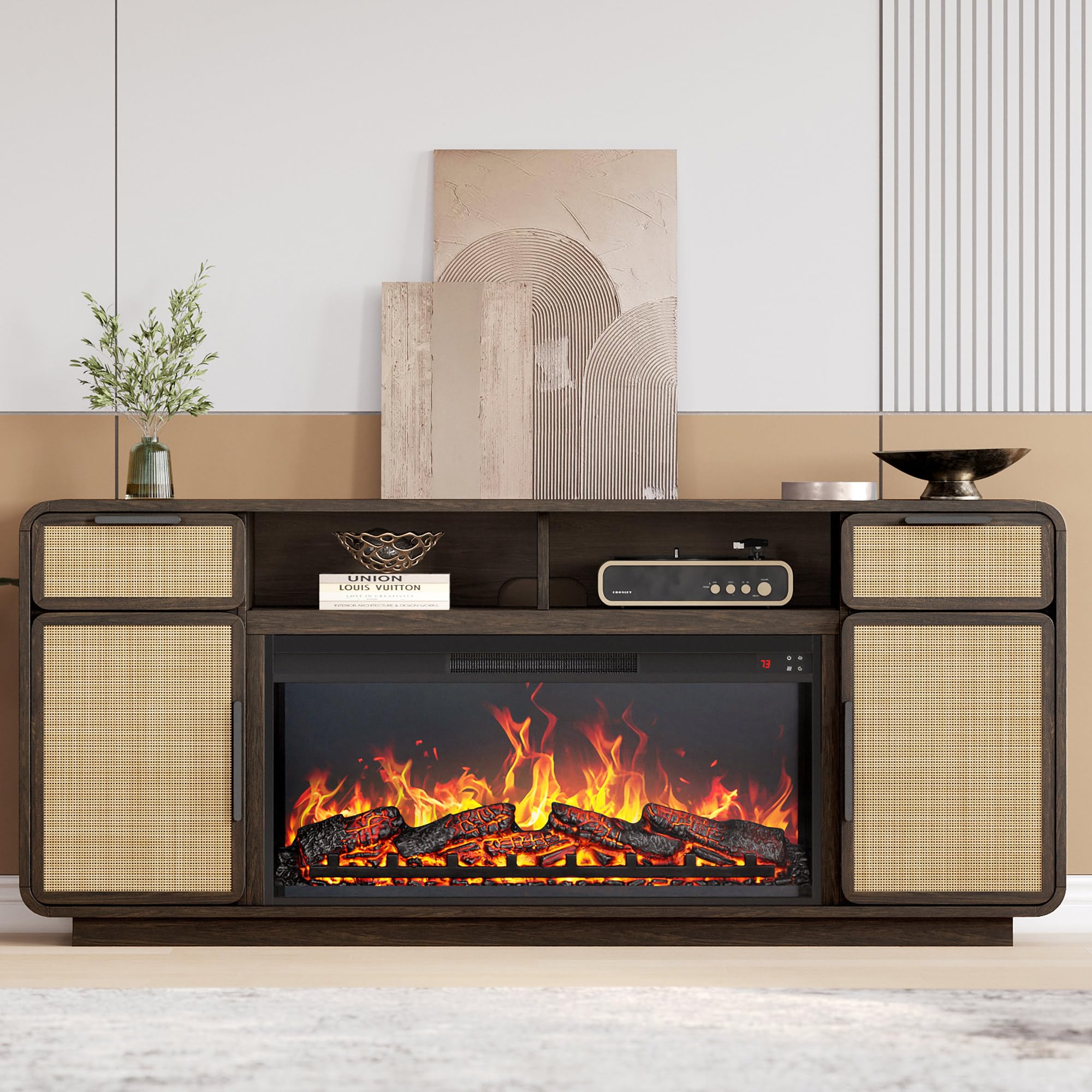 68" Fireplace TV Stand with Electric Heater
