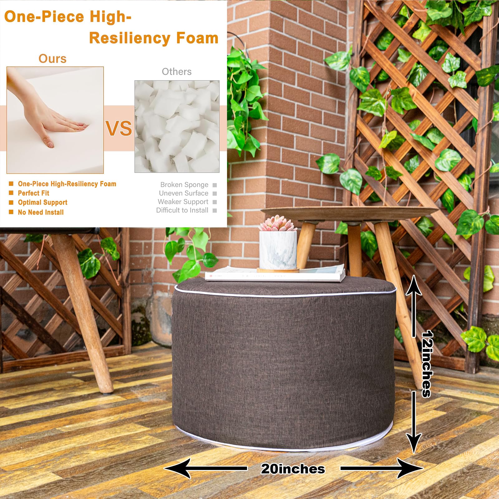 Round Outdoor Ottoman Footrest