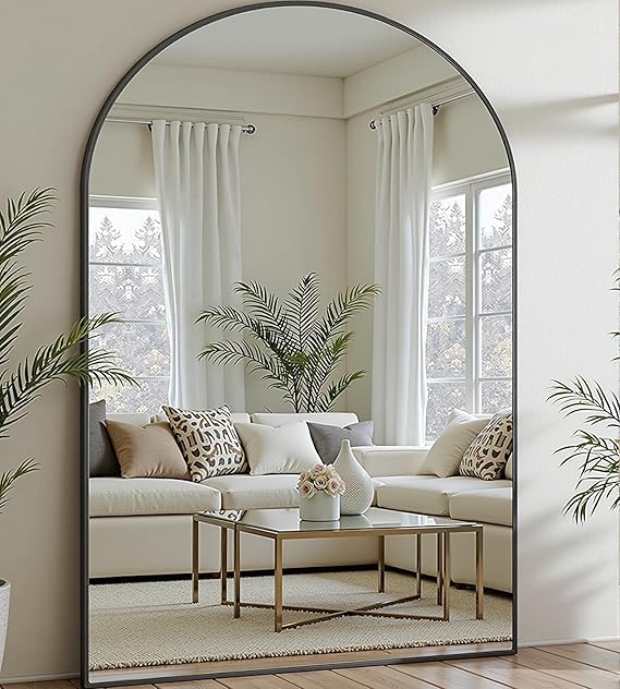 Arched Full Length Mirror 70x26 Gold Aluminum Frame