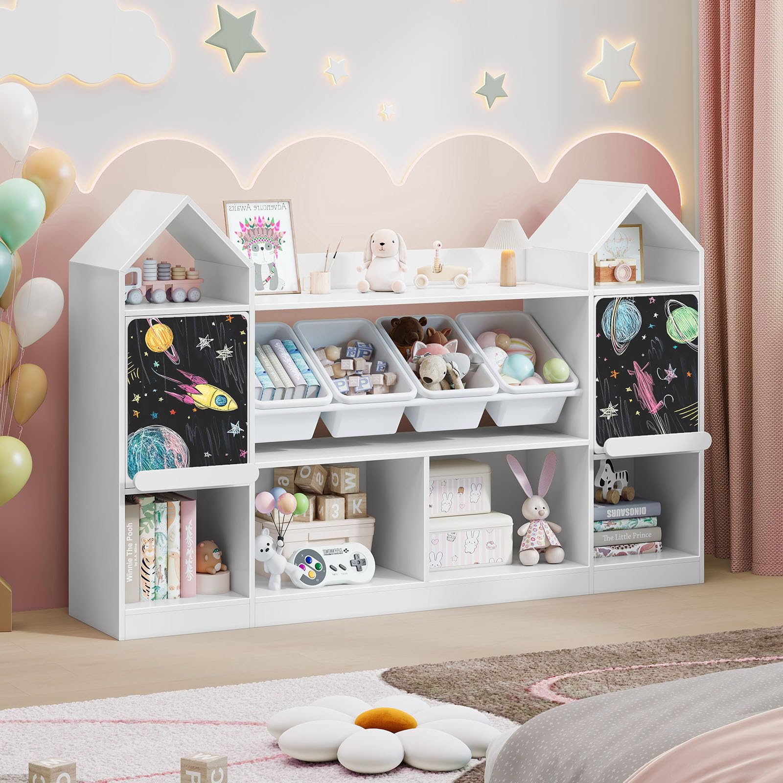 Castle Shape Children's Bookcase with Blackboard