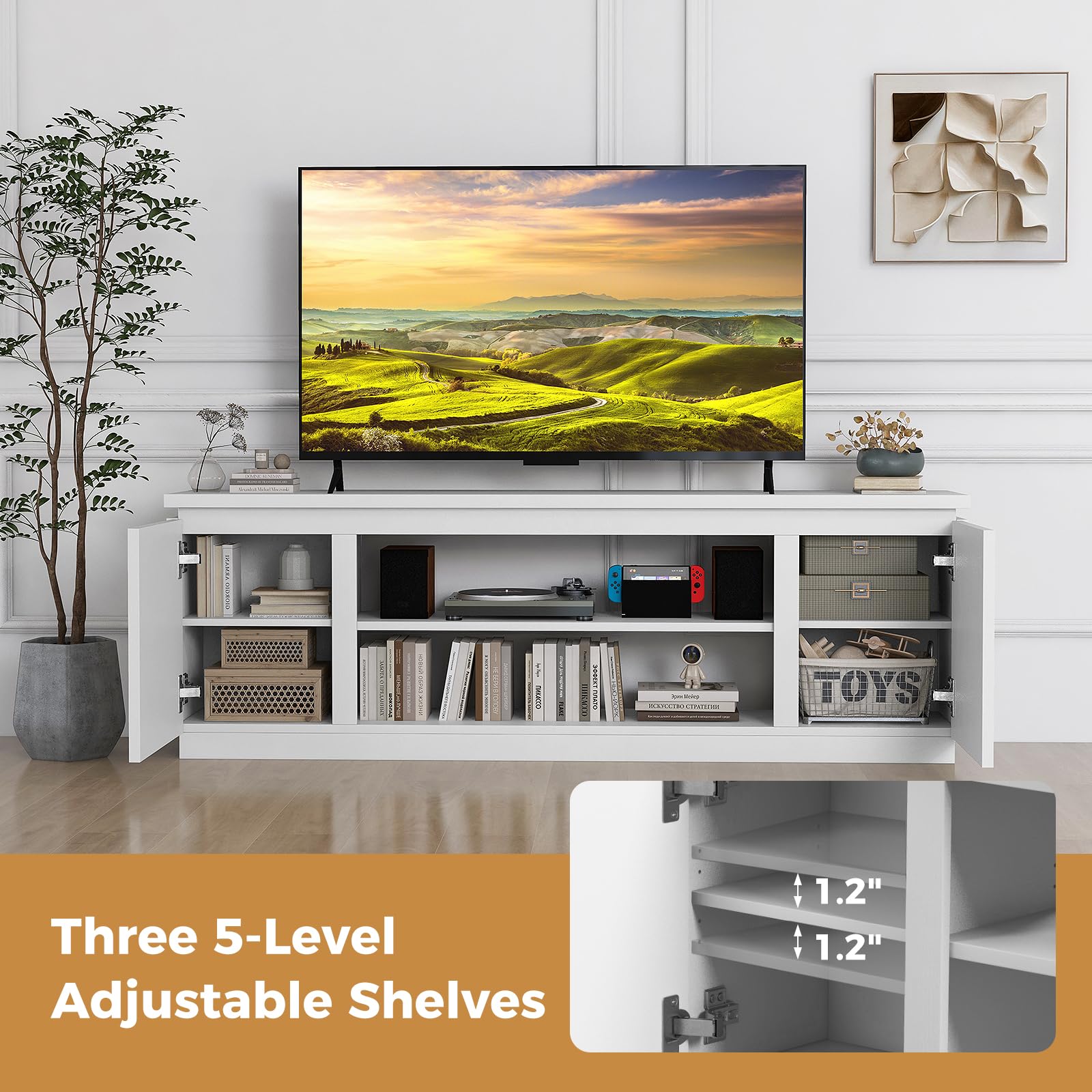 70" TV Stand for 75-80 Inch TV with Storage Cabinets