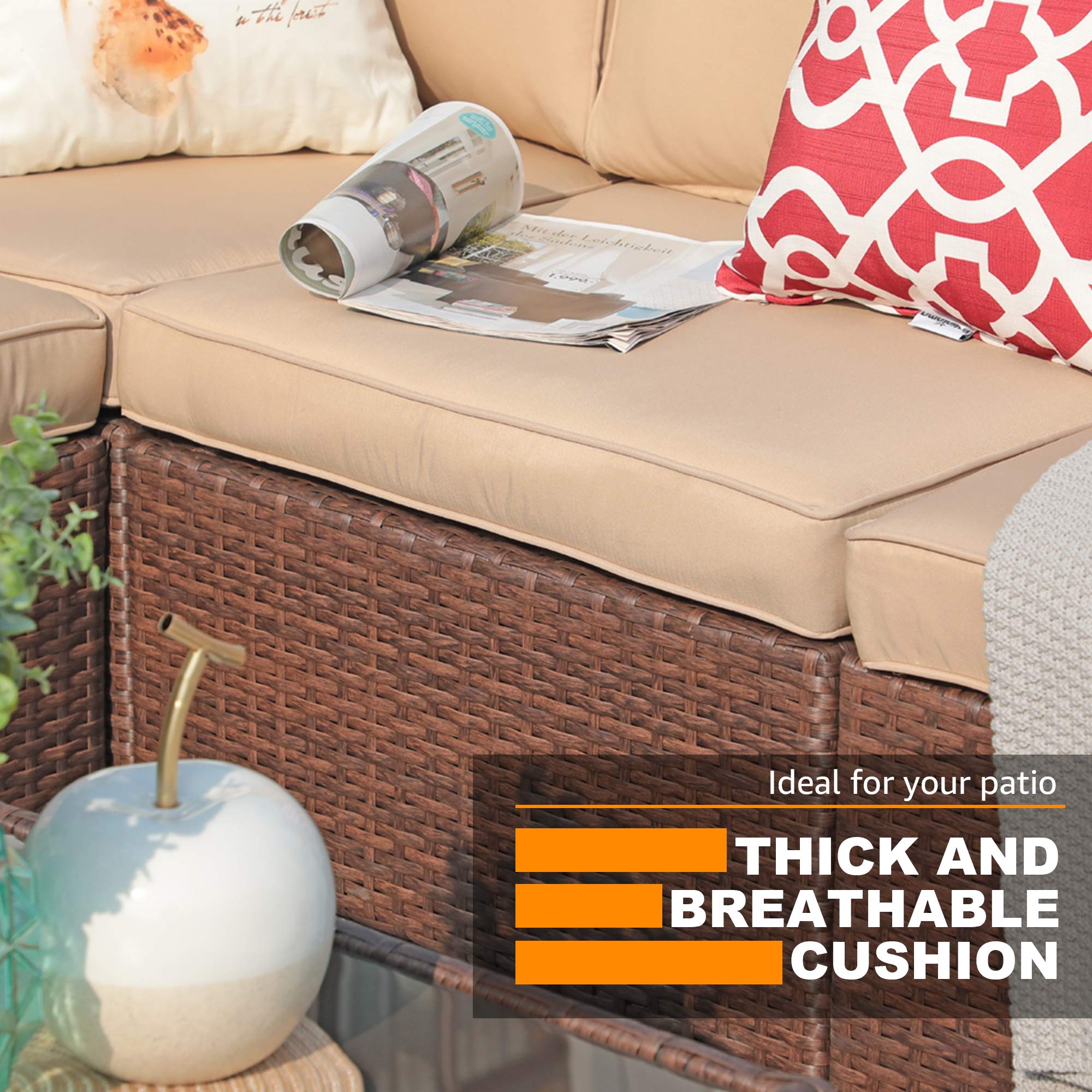 Outdoor Wicker Loveseat 2-Piece Sectional Corner Sofa Set