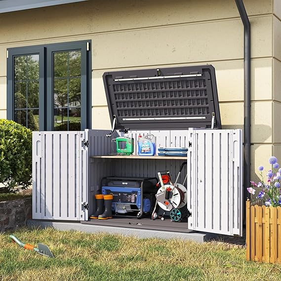 White Outdoor Storage Cabinet with 2 Shelves