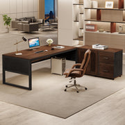 63-Inch Executive L-Shaped Desk with Mobile File Cabinet