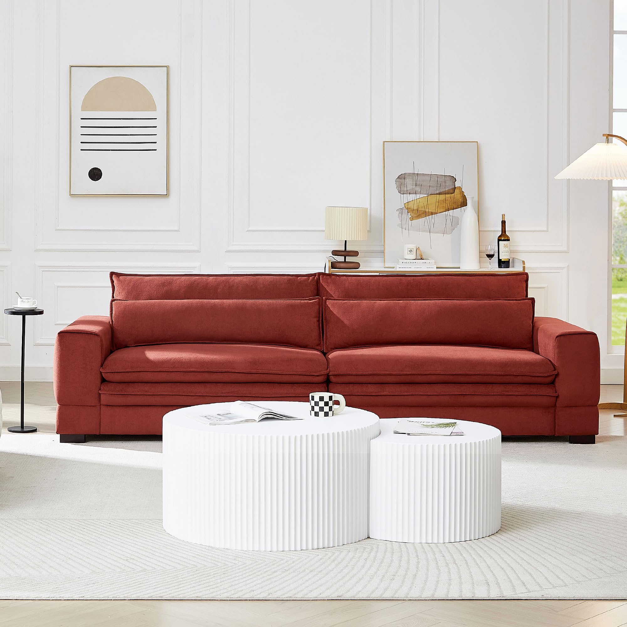 White Round Nesting Coffee Table Set of 2