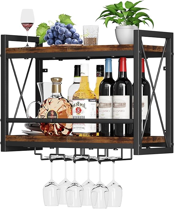 Wall Mounted Wine Rack for 10 Bottles with Top Enclosure