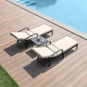 3-Piece Outdoor Chaise Lounge Set with Side Table