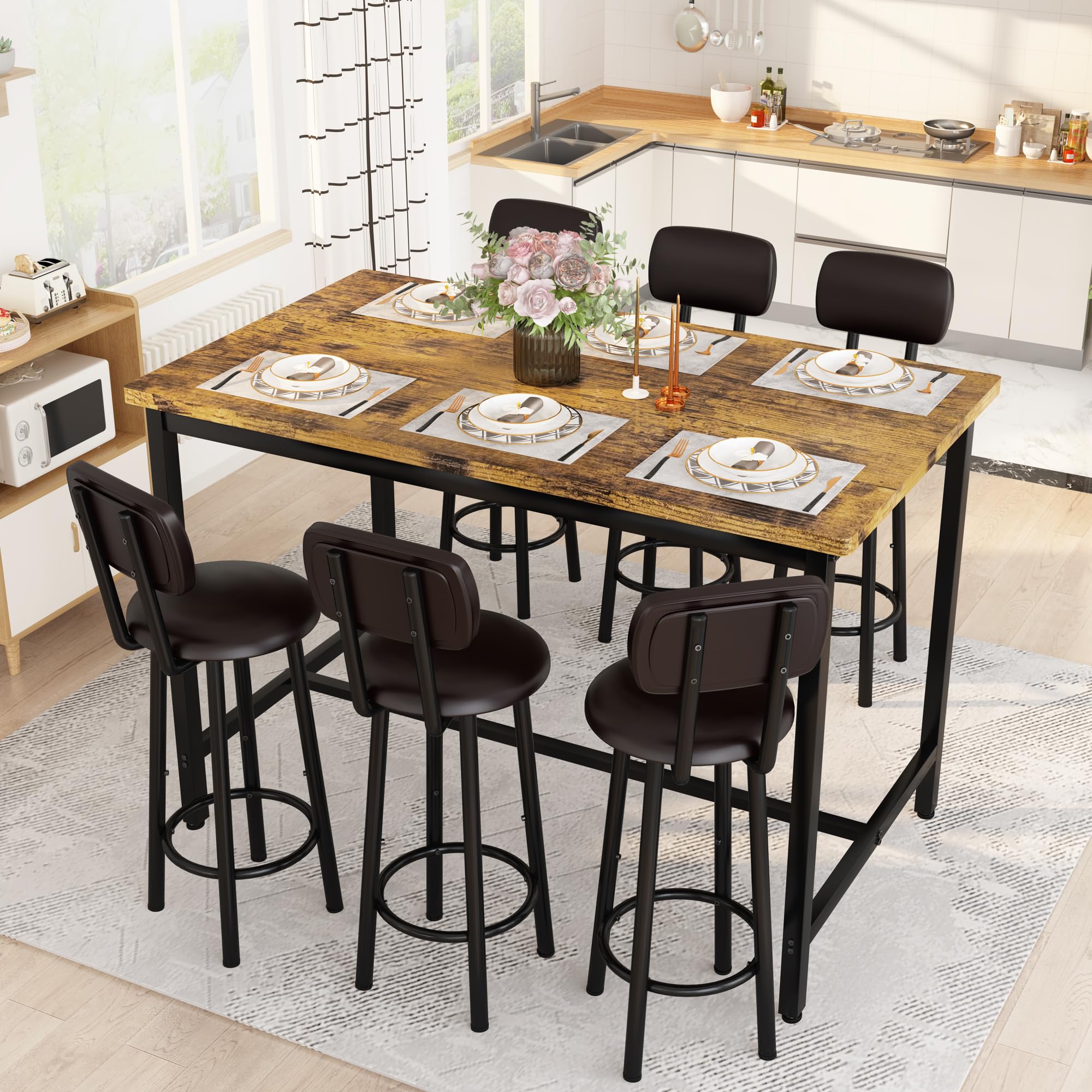 7-Piece Counter Height Dining Set with 6 Chairs