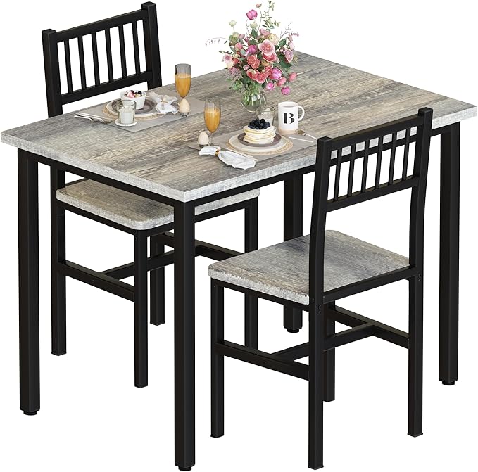 3 Piece Dining Table Set for 2 with Chairs