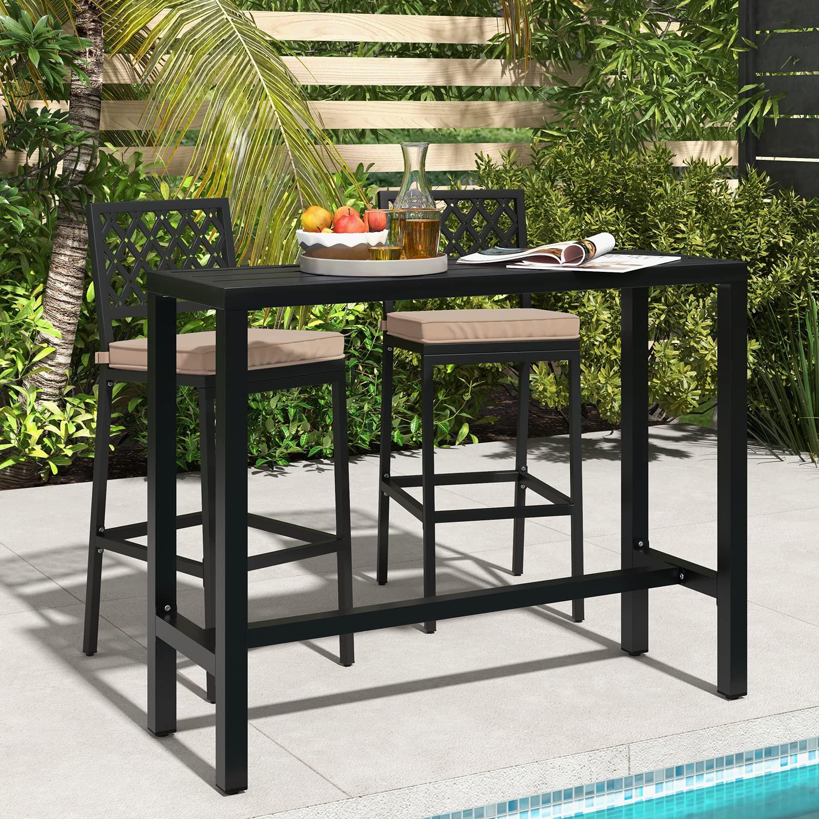 3 Piece Outdoor Bar Table and Chairs Set