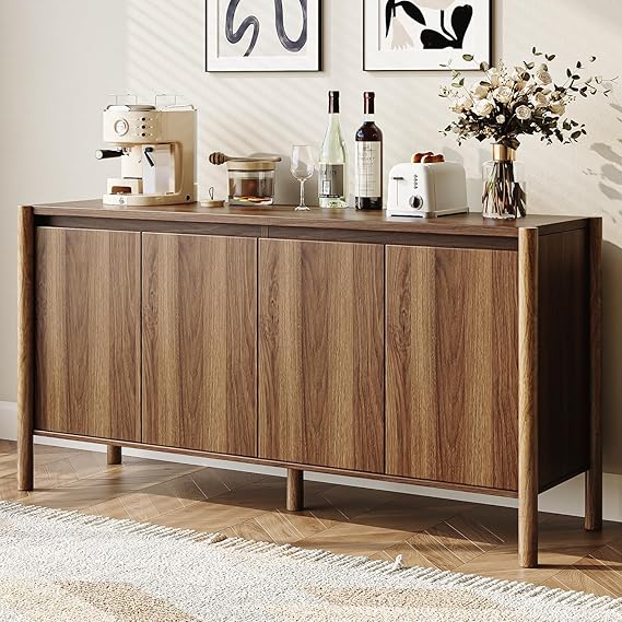 59" Mid Century Sideboard Cabinet with 4 Doors
