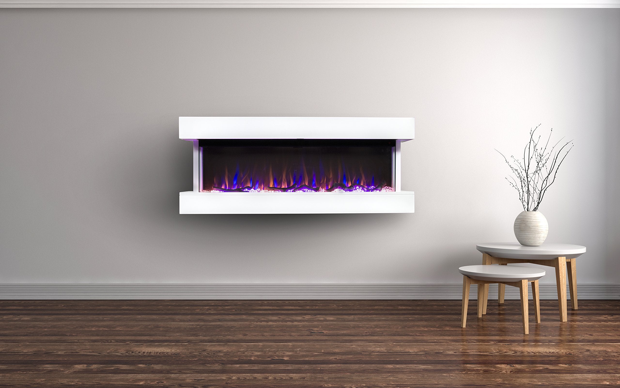 50" Smart Electric Fireplace White