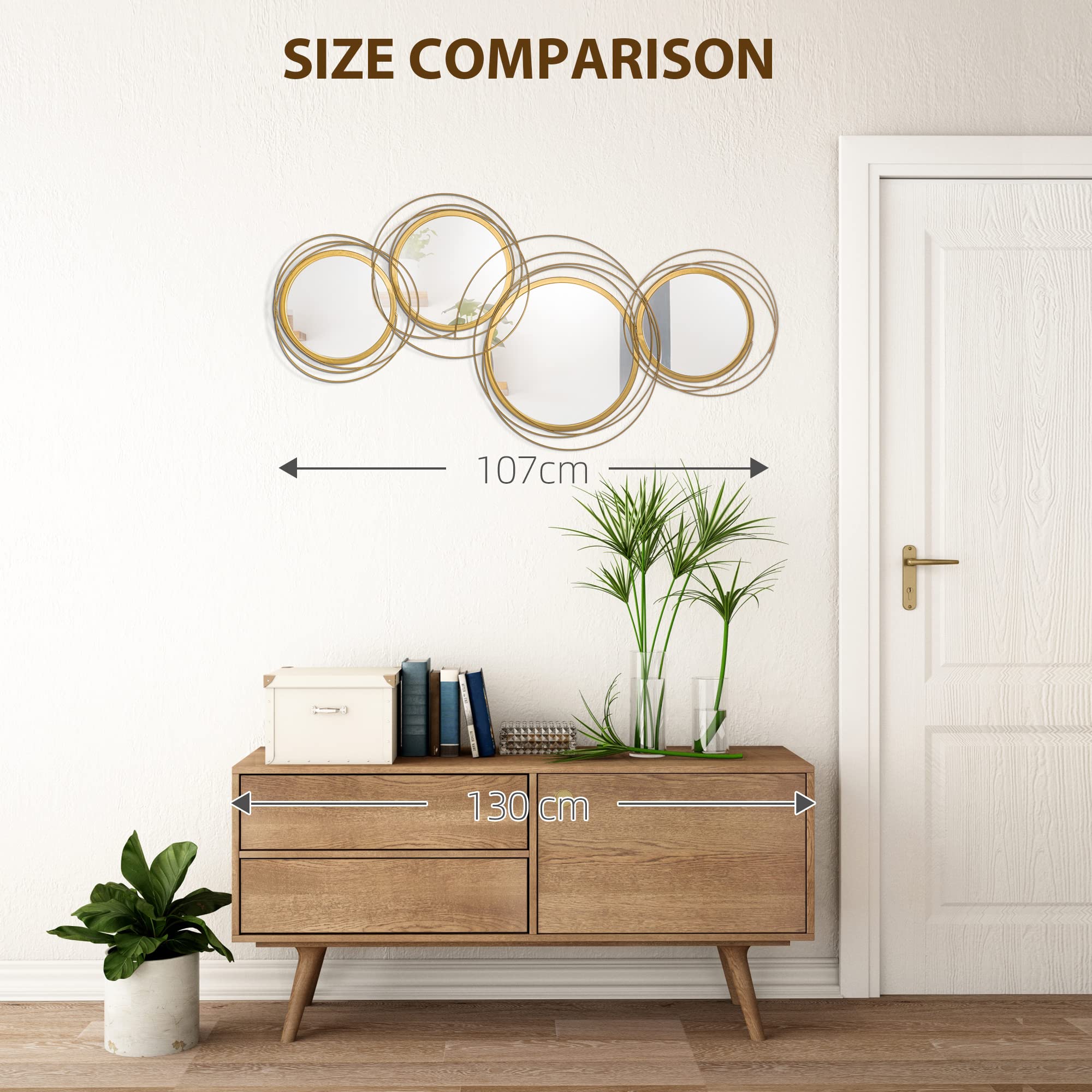 Round Metal Wall Mirror - Gold Tone