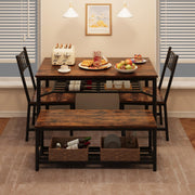 4-Piece Dining Table Set with Bench and Chairs