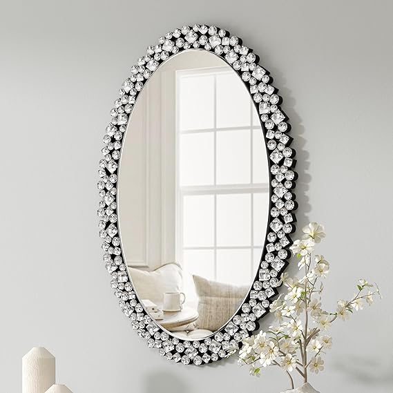 18" Round Crystal Wall Mirror