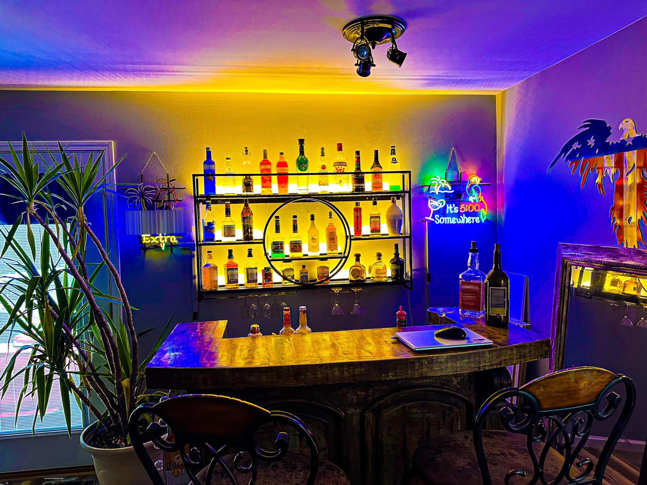 Wall Mounted Wine Rack with LED Lighting