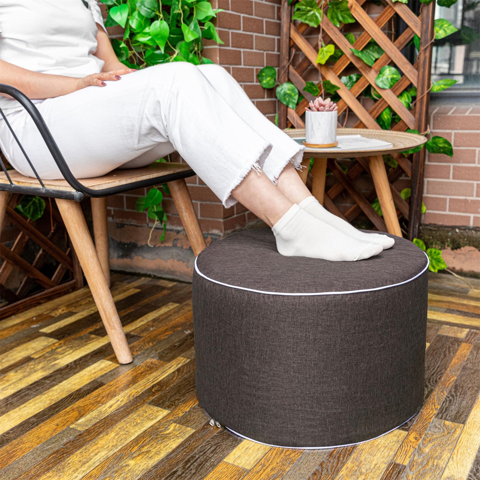 Round Outdoor Ottoman Footrest
