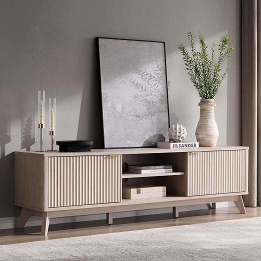 70" Mid Century Modern Fluted TV Stand