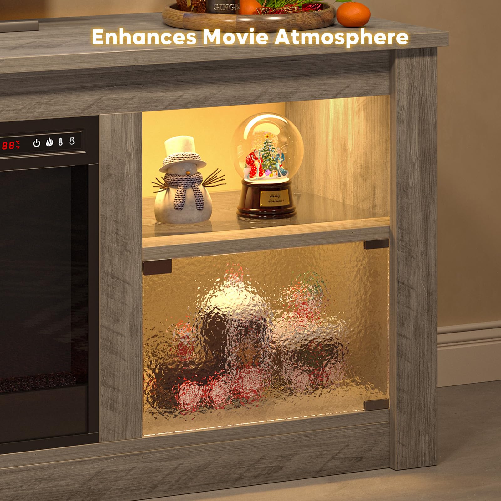 63" Fireplace TV Stand with RGB LED