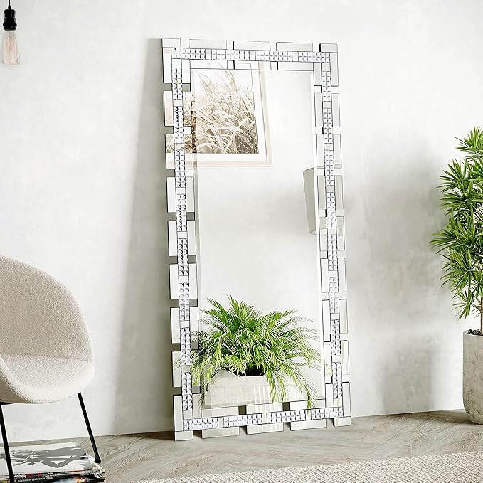 36x24 Crystal Decorative Wall Mirror - Beveled Rectangle