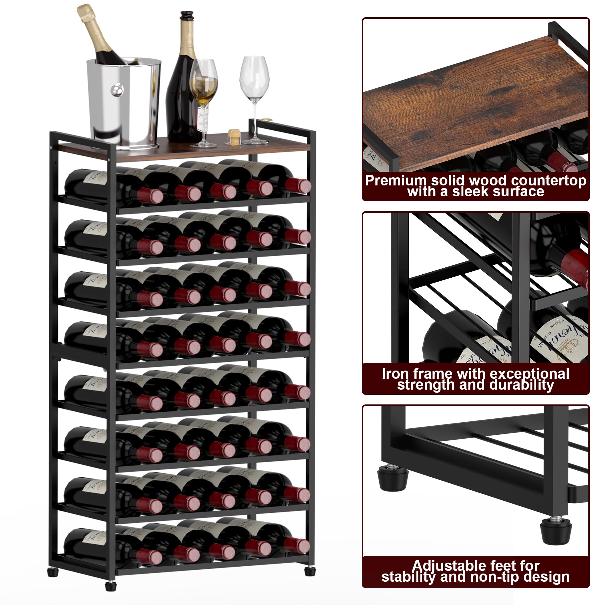 40 Bottle Wine Rack with Table Top