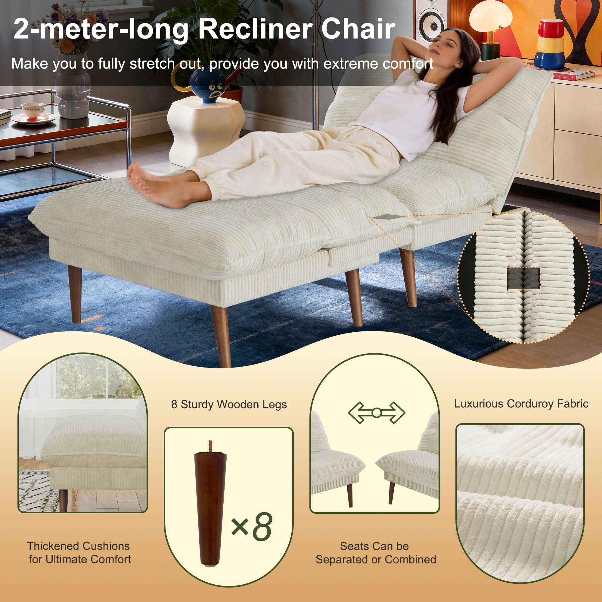 75-Inch Convertible Futon Sofa Bed with Adjustable Backrest