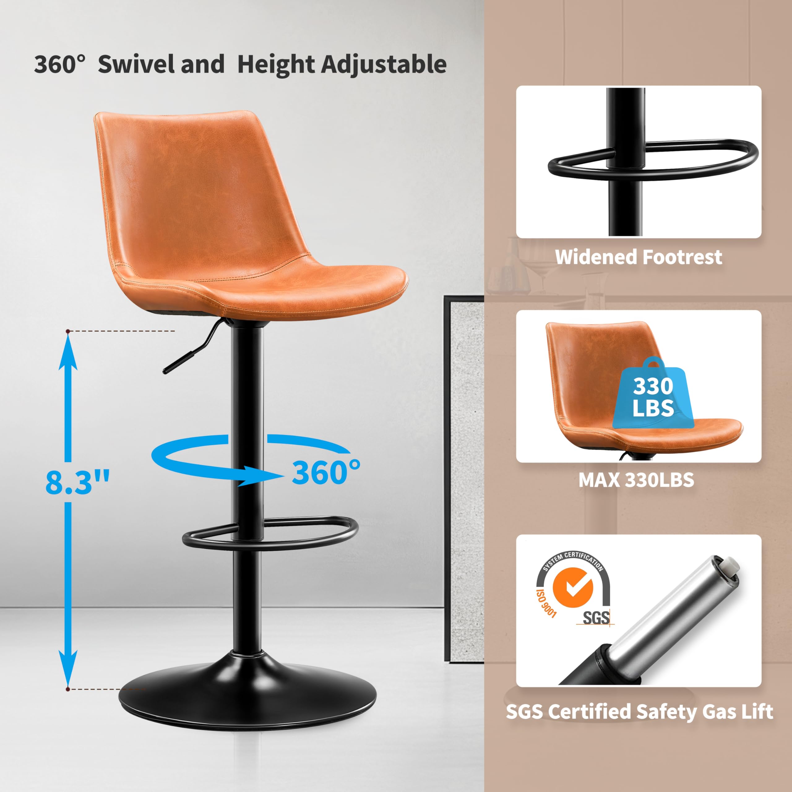 Adjustable Bar Stools Set of 2