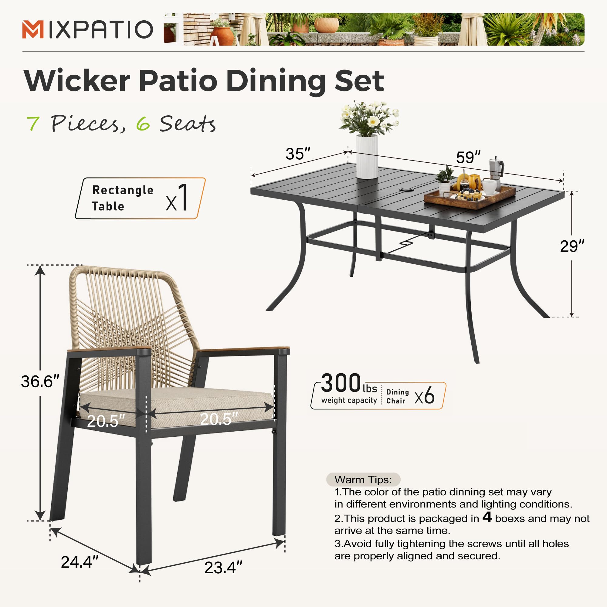 7-Piece Outdoor Dining Set for 6