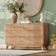47 Inch Wide 6 Drawer Dresser with Fluted Design