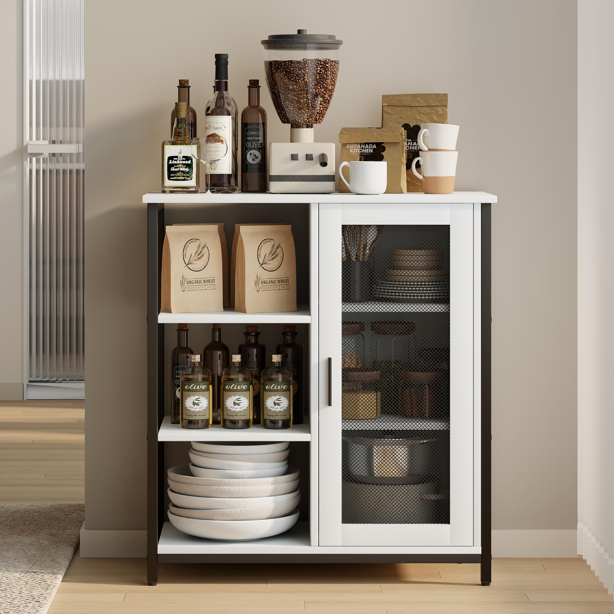 Mini Coffee Bar Cabinet with Storage
