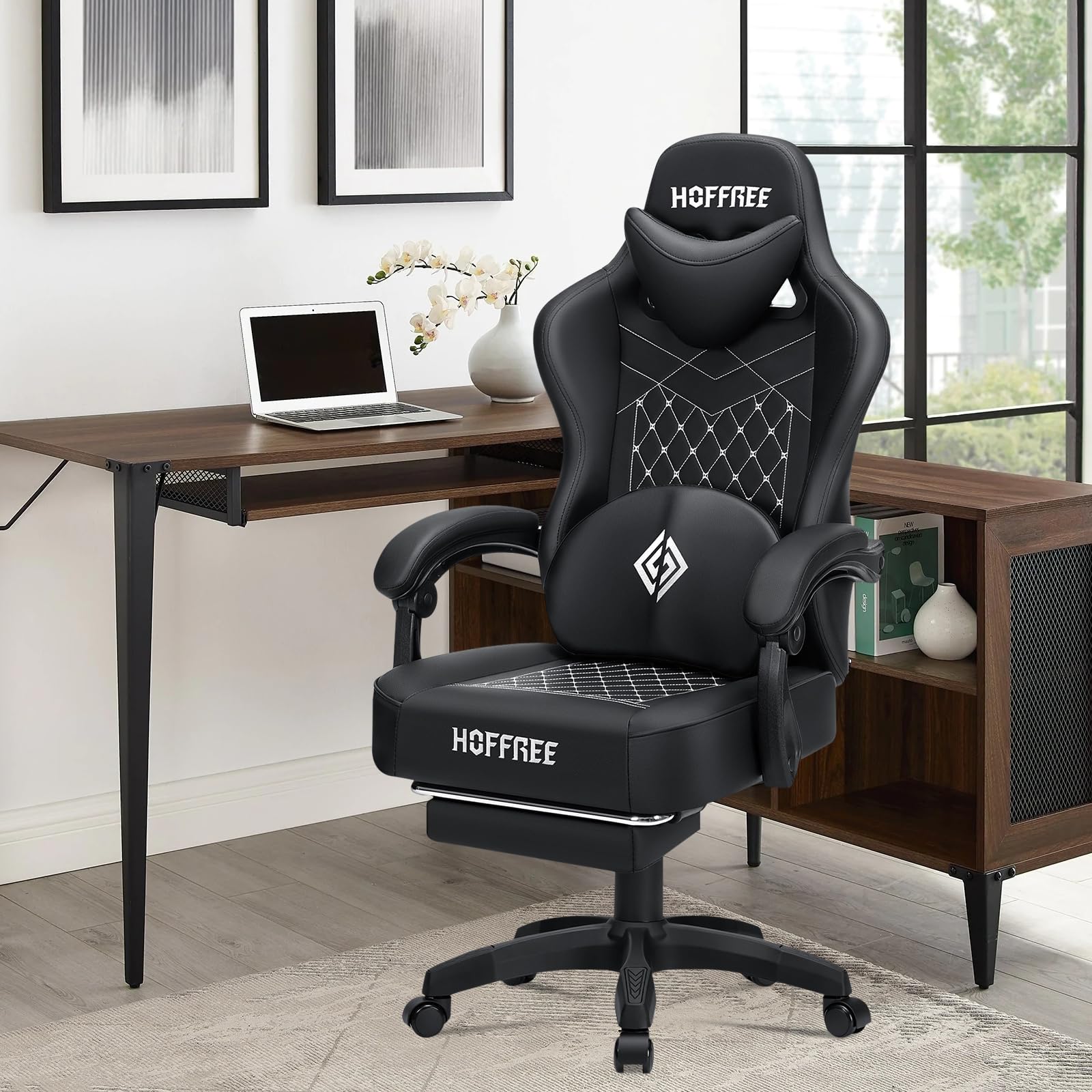 Bluetooth Gaming Chair with Massage and Footrest